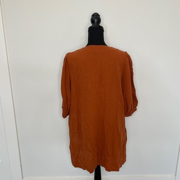Who What Wear Tan Puffy Sleeves Oversized Dress - Picture 5 of 7